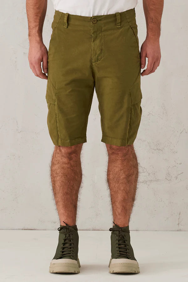 Cargo bermuda in stretch cotton tricotine