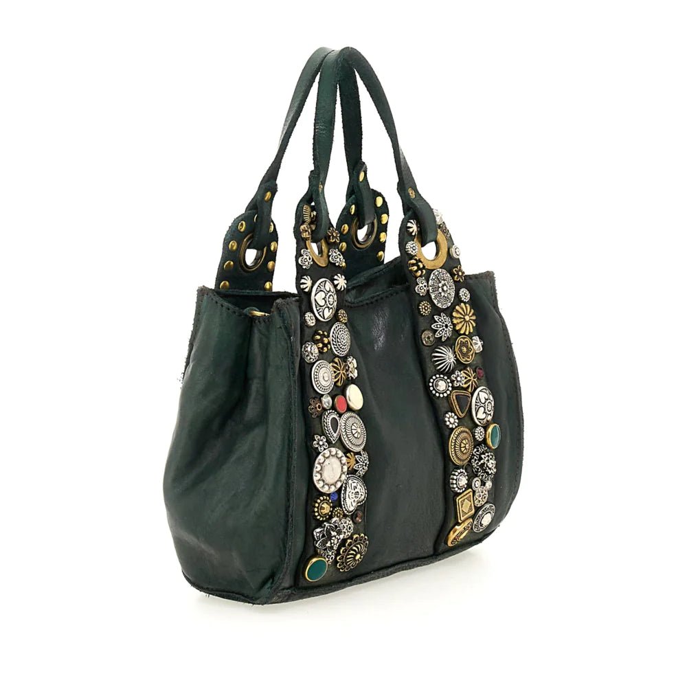 Bella di Notte Handbag - thegreatputonmvBella di Notte HandbagBella di Notte HandbagBella di Notte HandbagCAMPOMAGGIthegreatputonmvC033700ND_X0045_C2505Bella di Notte HandbagGreen Bottle