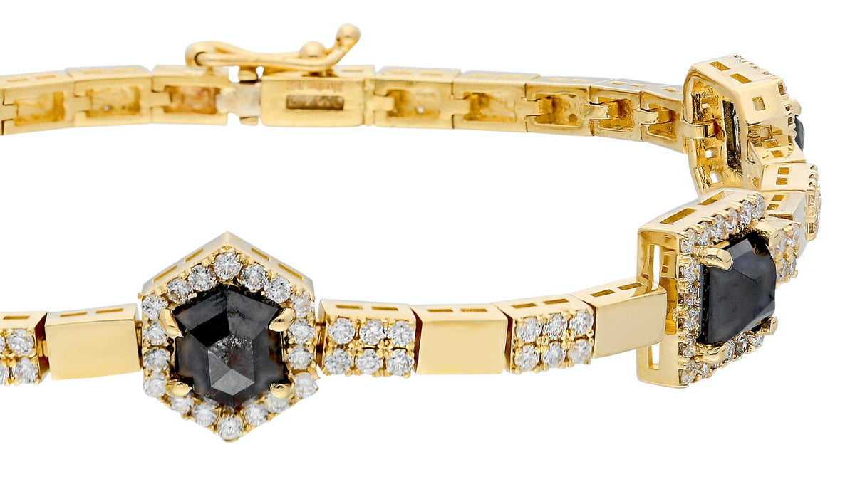 Bracelet - thegreatputonmvBraceletBraceletBraceletBraceletHarikathegreatputonmvHB3614K Yellow gold bracelet with double clasp Rose - cut black diamonds: 3.91CT White diamond: 1.70CT Made in Turkey16776071