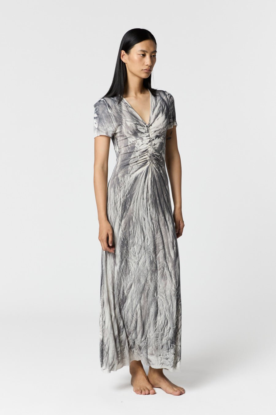 CRACKED EFFECT RIBBED ROUND NECK SHORT SLEEVES DRESS - thegreatputonmvCRACKED EFFECT RIBBED ROUND NECK SHORT SLEEVES DRESSCRACKED EFFECT RIBBED ROUND NECK SHORT SLEEVES DRESSCRACKED EFFECT RIBBED ROUND NECK SHORT SLEEVES DRESSDressAVANT TOIthegreatputonmv225SD2718JCVV - D - 1CRACKED EFFECT RIBBED ROUND NECK SHORT SLEEVES DRESSXSMERCURIO/NERO V0112