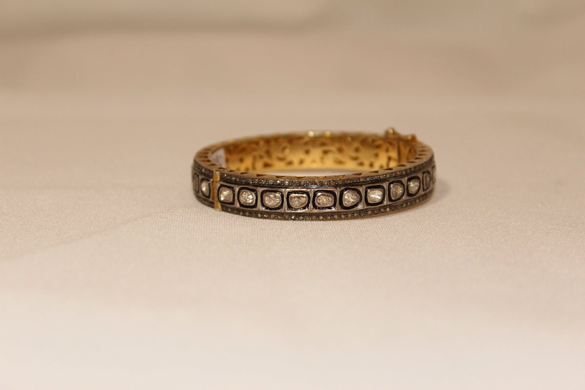 Diamond Bangle - thegreatputonmvDiamond BangleDiamond BangleDiamond BangleBraceletGristhegreatputonmvB01Rose cut diamond bangle with rhodium, oxidized sterling silver and yellow gold. Sourced from India42049927