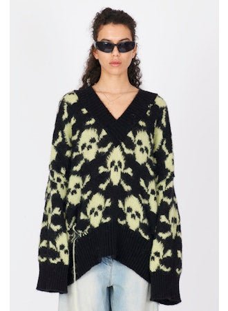 Reversible Multicolored Jacquard V - neck Sweater - thegreatputonmvReversible Multicolored Jacquard V - neck SweaterReversible Multicolored Jacquard V - neck SweaterReversible Multicolored Jacquard V - neck SweaterISABEL BENENATOthegreatputonmvDK83F25Reversible Multicolored Jacquard V - neck SweaterSBlack/Lime 0132