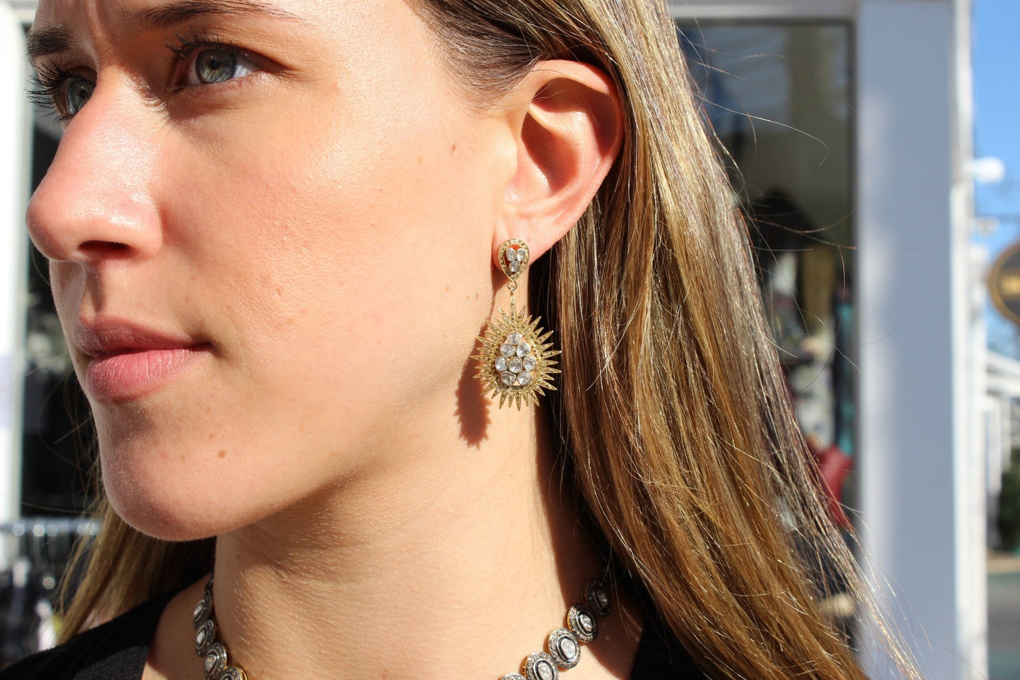 Tear Drop Spike Earrings - thegreatputonmvTear Drop Spike EarringsTear Drop Spike EarringsTear Drop Spike EarringsEarringsGristhegreatputonmvE359Gold and rose cut diamond tear drop with spiked edge earrings Sourced in India53256583