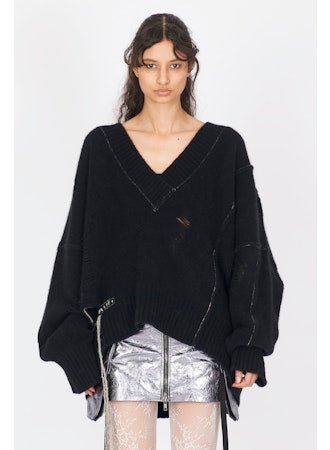 Yak Oversized Side Opening V - Neck Sweater - thegreatputonmvYak Oversized Side Opening V - Neck SweaterYak Oversized Side Opening V - Neck SweaterYak Oversized Side Opening V - Neck SweaterISABEL BENENATOthegreatputonmvDK21F25Yak Oversized Side Opening V - Neck SweaterSBlack