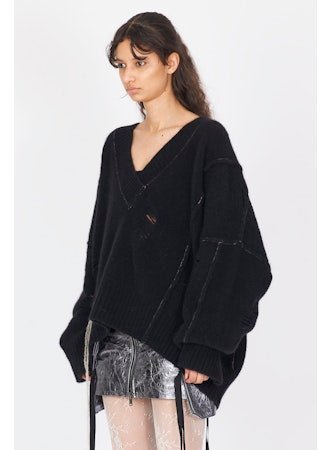 Yak Oversized Side Opening V - Neck Sweater - thegreatputonmvYak Oversized Side Opening V - Neck SweaterYak Oversized Side Opening V - Neck SweaterYak Oversized Side Opening V - Neck SweaterISABEL BENENATOthegreatputonmvDK21F25Yak Oversized Side Opening V - Neck SweaterSBlack