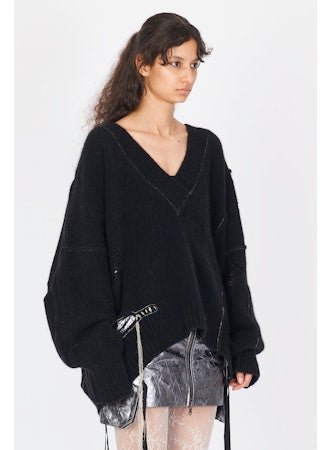 Yak Oversized Side Opening V - Neck Sweater - thegreatputonmvYak Oversized Side Opening V - Neck SweaterYak Oversized Side Opening V - Neck SweaterYak Oversized Side Opening V - Neck SweaterISABEL BENENATOthegreatputonmvDK21F25Yak Oversized Side Opening V - Neck SweaterSBlack