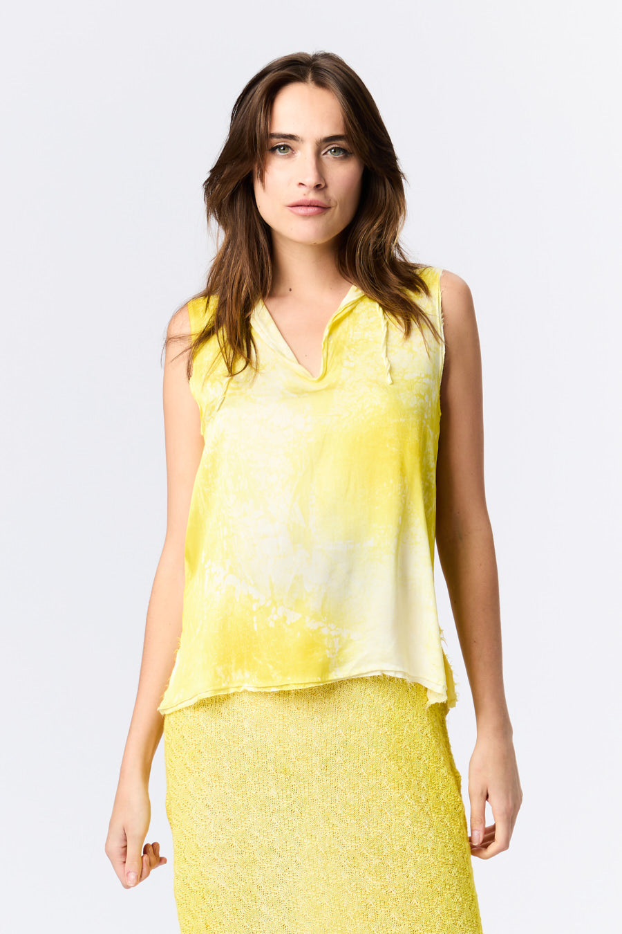 Marmo Effect Silk Tank-Top