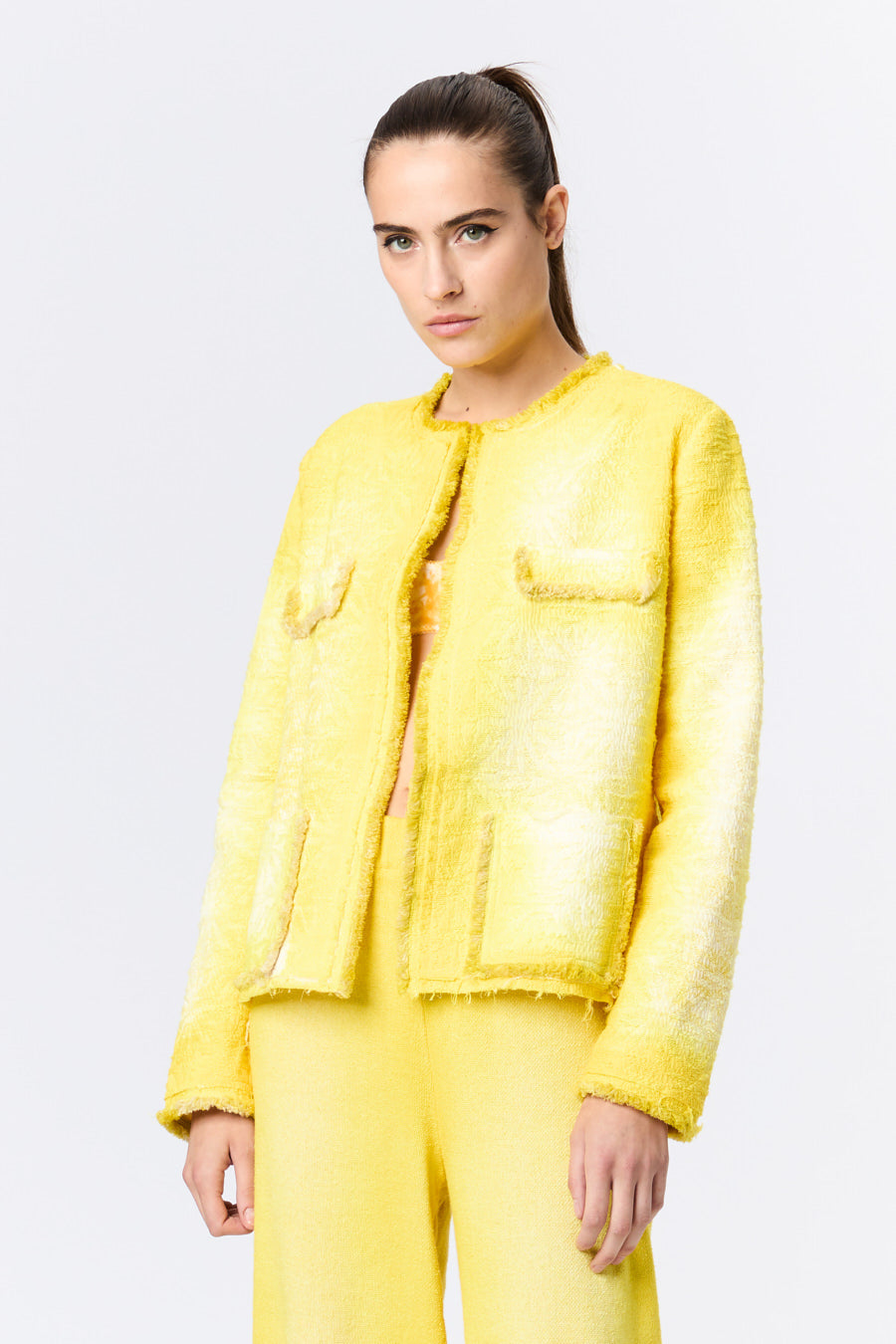 Palms Jacquard Round Neck Jacket