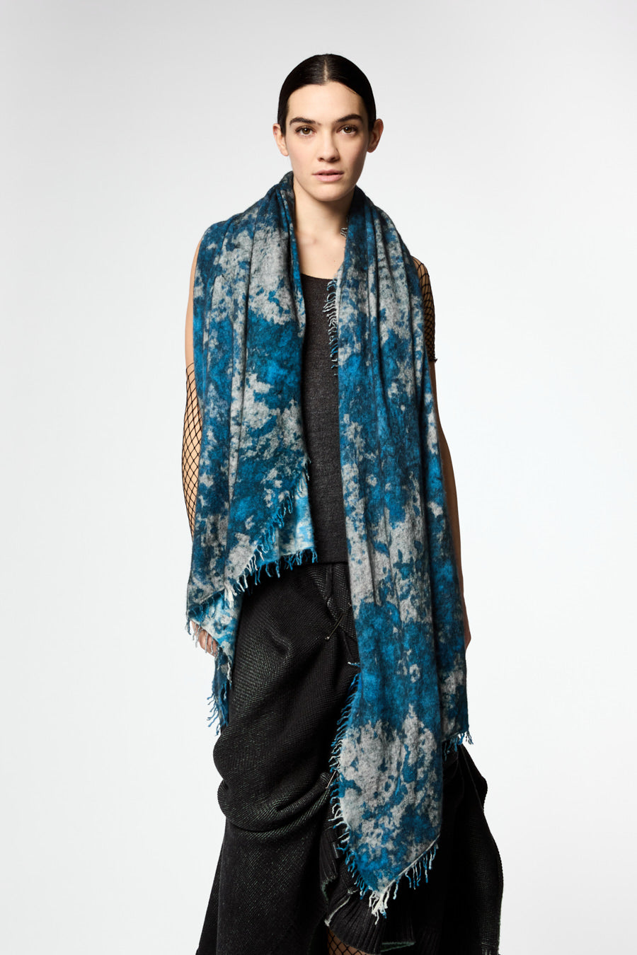 Black Spot Effect Cashmere Scarf