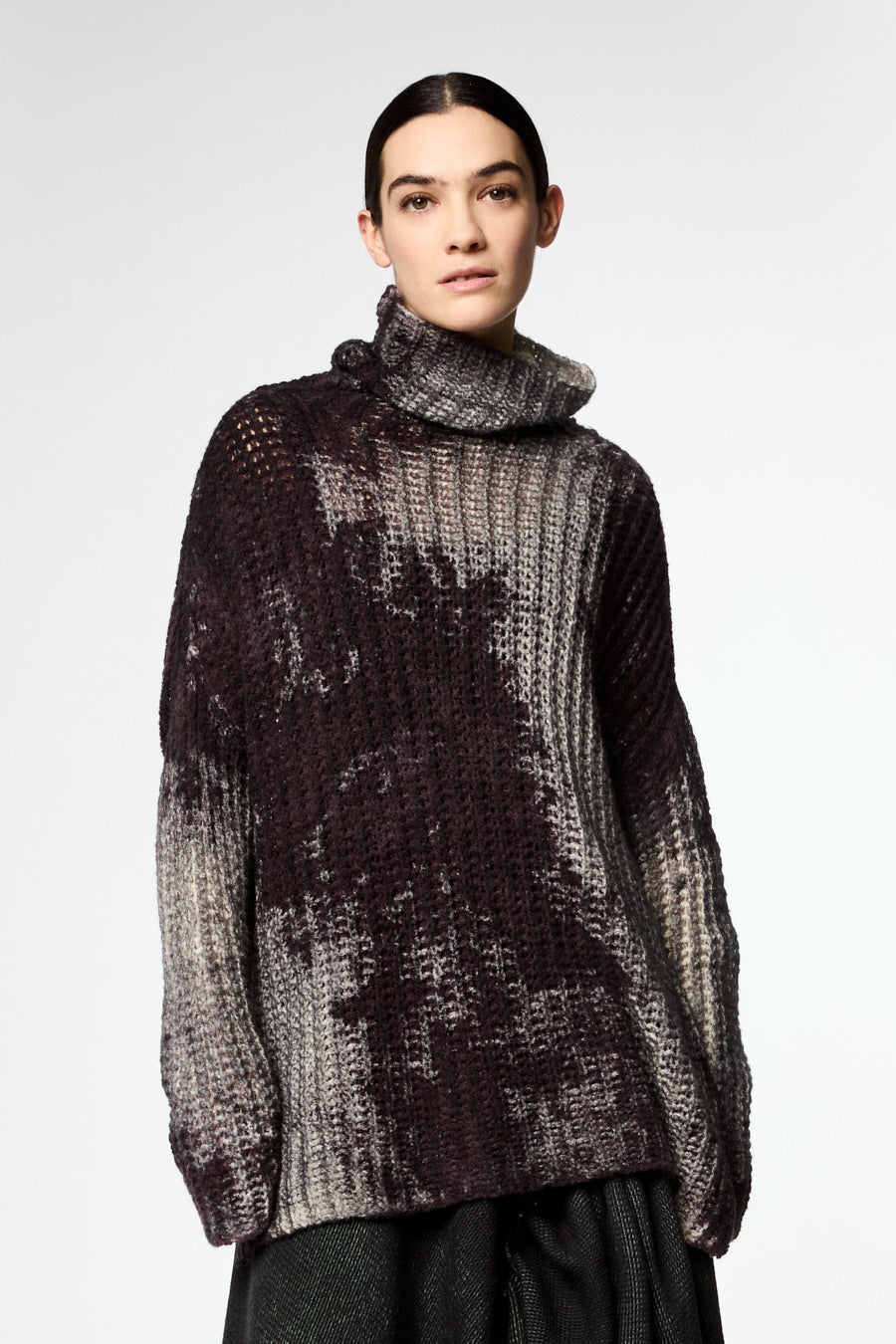 Black Spot High Neck Cob Stitch Pullover