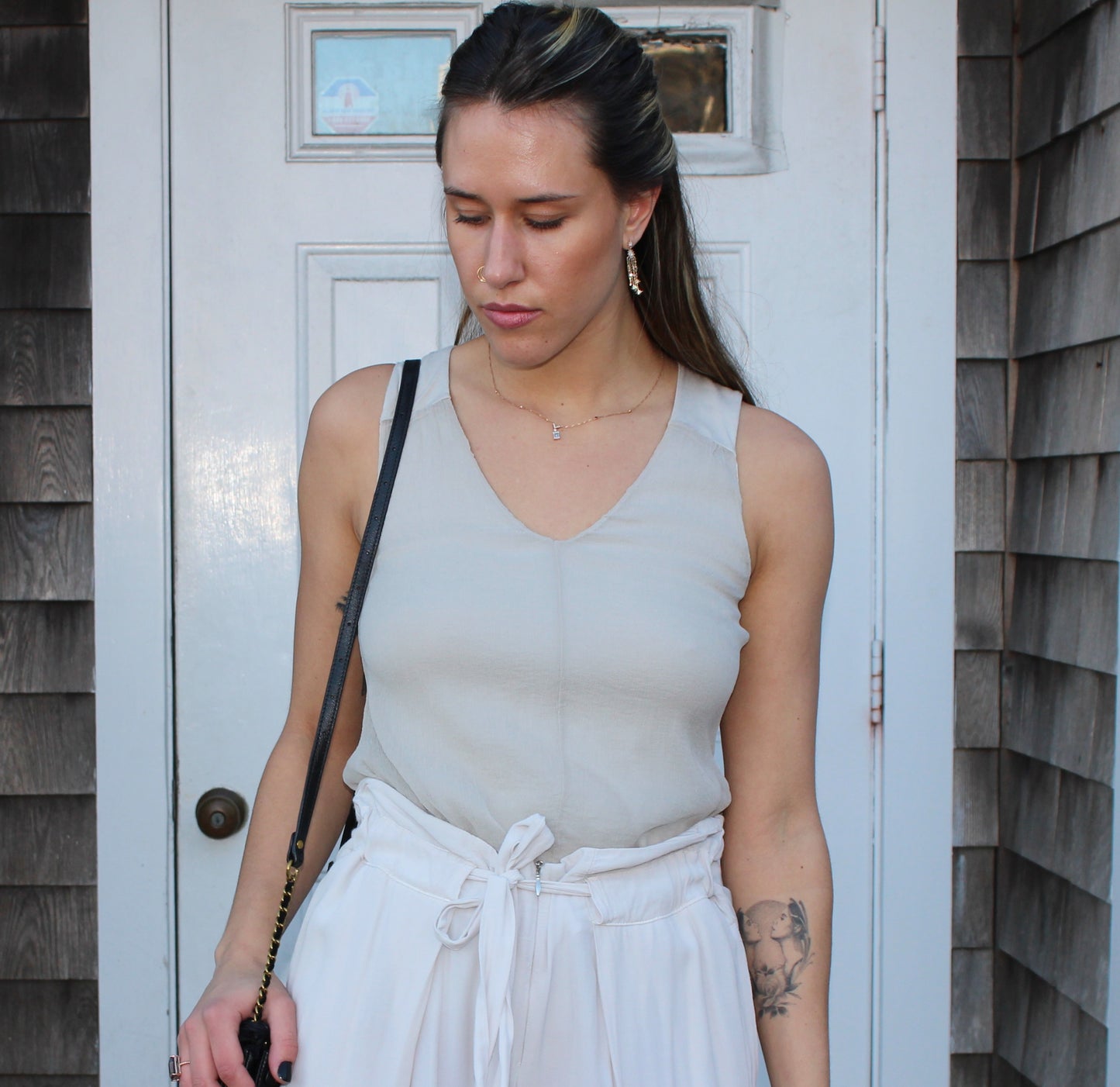 Tank top Color: Sand 50% Viscose 47% Silk 3% Elastane Made in Italy
