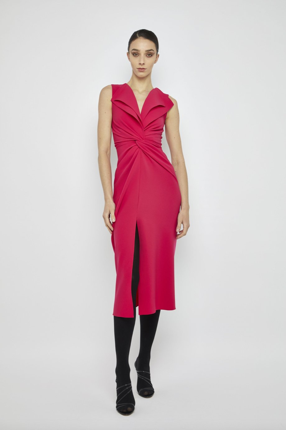 Prabal Gurung Women's Lily Twist-Front Midi-Dress - Fuchsia - Size 4 Prabal Gurung Women's Lily Twist-Front Midi-Dress - Fuchsia - Size 4