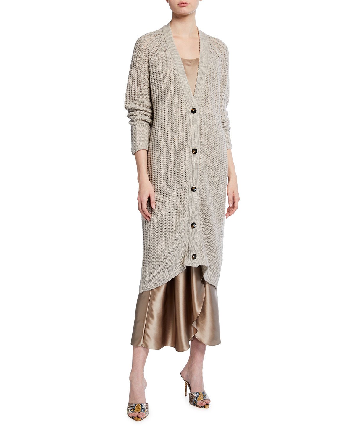 Wyatt V-Neck Long Cashmere Cardigan - thegreatputonmvWyatt V-Neck Long Cashmere CardiganWyatt V-Neck Long Cashmere CardiganWyatt V-Neck Long Cashmere CardiganCardiganSablynthegreatputonmv102712Sablyn "Wyatt" long cardigan. V neckline; button front. Long sleeves. Relaxed silhouette. Hem falls below knees. Cashmere. Dry clean. Imported.S04256697