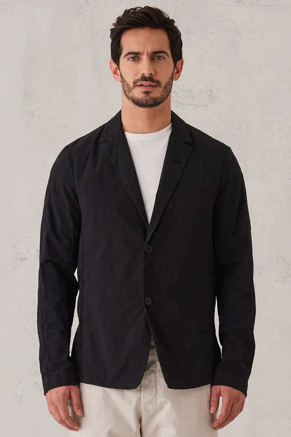 Regular-fit jacket in stretch cotton crepe