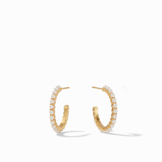 Delicate pearl-accented hoops.