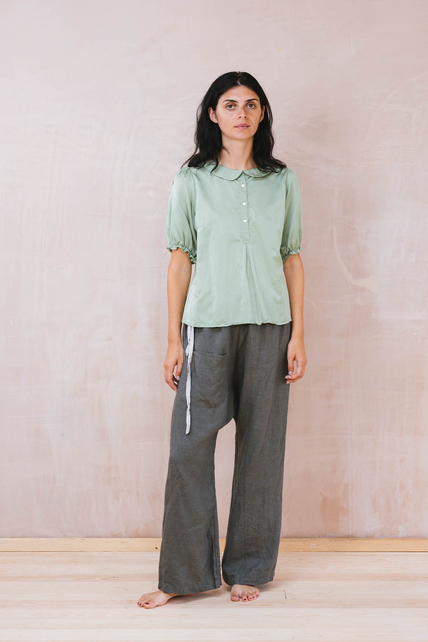 Sweet blouse silk cotton satin