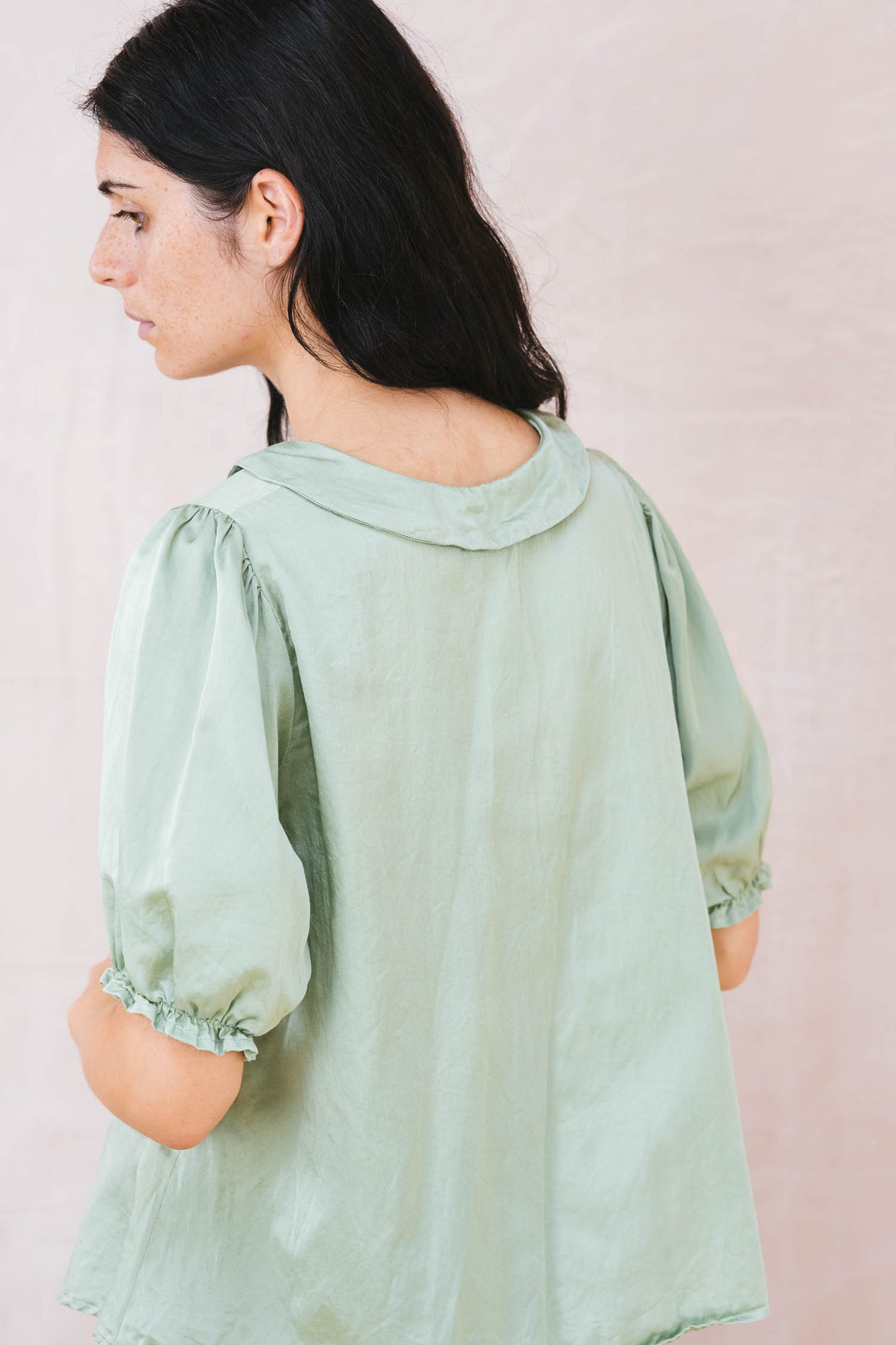 Sweet blouse silk cotton satin