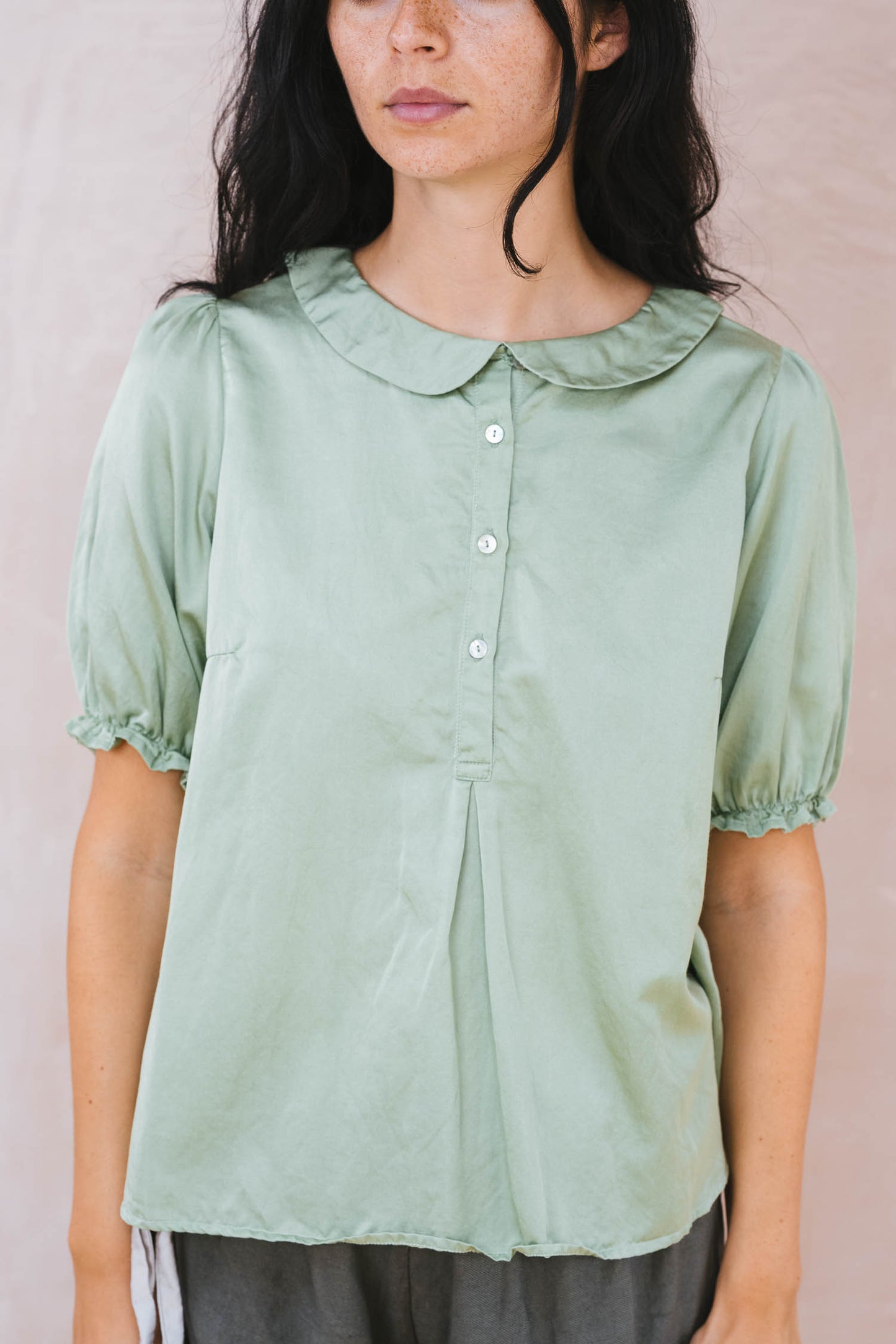Sweet blouse silk cotton satin