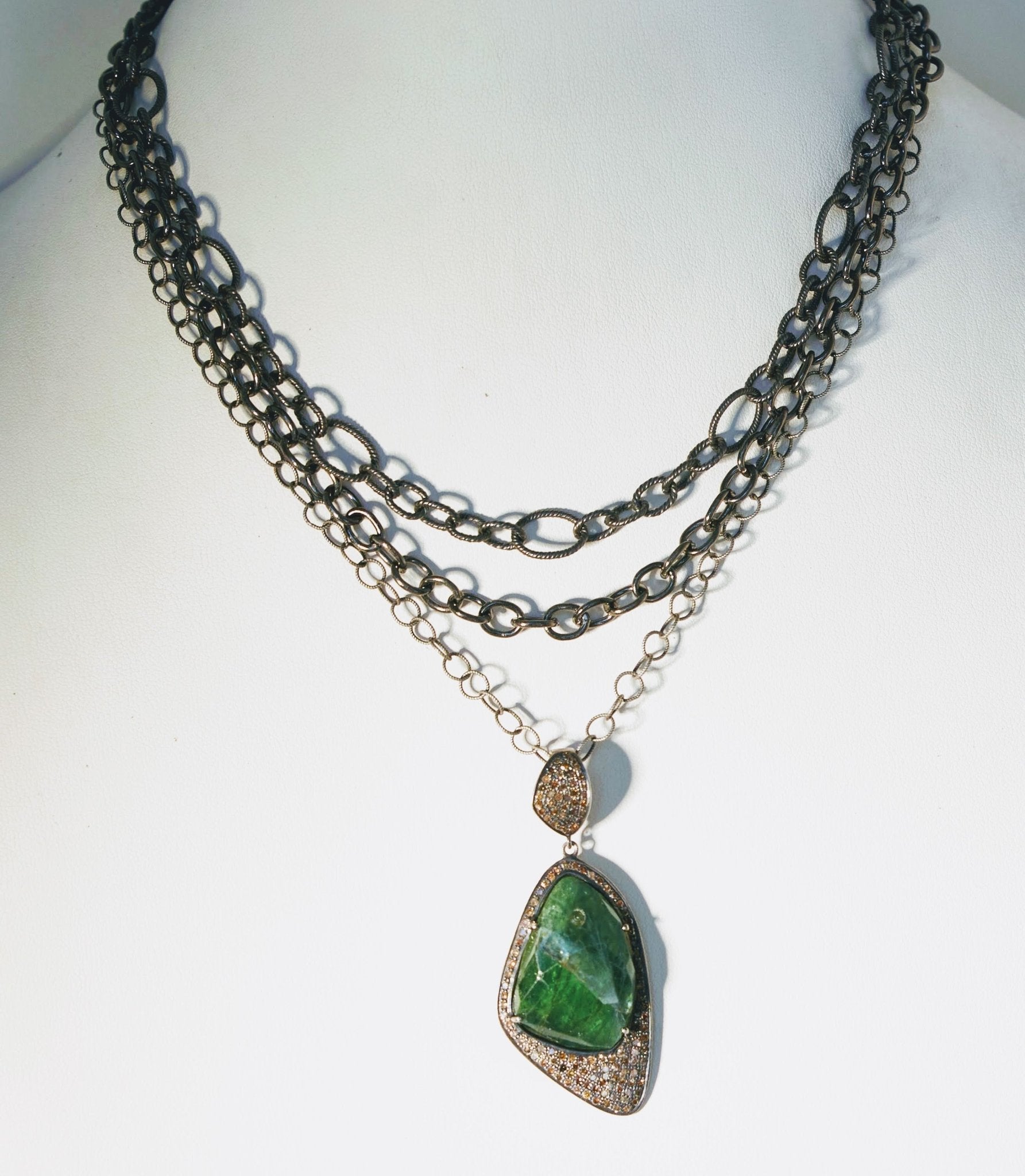Abstract Emerald and Pave' Diamond Pendant on 3 Gradated Rhodium Chains 17" - 19" - thegreatputonmvAbstract Emerald and Pave' Diamond Pendant on 3 Gradated Rhodium Chains 17" - 19"Abstract Emerald and Pave' Diamond Pendant on 3 Gradated Rhodium Chains 17" - 19"Abstract Emerald and Pave' Diamond Pendant on 3 Gradated Rhodium Chains 17" - 19"NecklaceSafia DaythegreatputonmvAbstract Emerald and Pave' Diamond Pendant on 3 Gradated Rhodium Chains 17" - 19"63579271