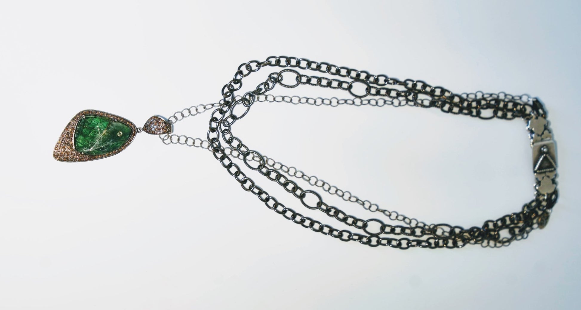 Abstract Emerald and Pave' Diamond Pendant on 3 Gradated Rhodium Chains 17" - 19" - thegreatputonmvAbstract Emerald and Pave' Diamond Pendant on 3 Gradated Rhodium Chains 17" - 19"Abstract Emerald and Pave' Diamond Pendant on 3 Gradated Rhodium Chains 17" - 19"Abstract Emerald and Pave' Diamond Pendant on 3 Gradated Rhodium Chains 17" - 19"NecklaceSafia DaythegreatputonmvAbstract Emerald and Pave' Diamond Pendant on 3 Gradated Rhodium Chains 17" - 19"63579271