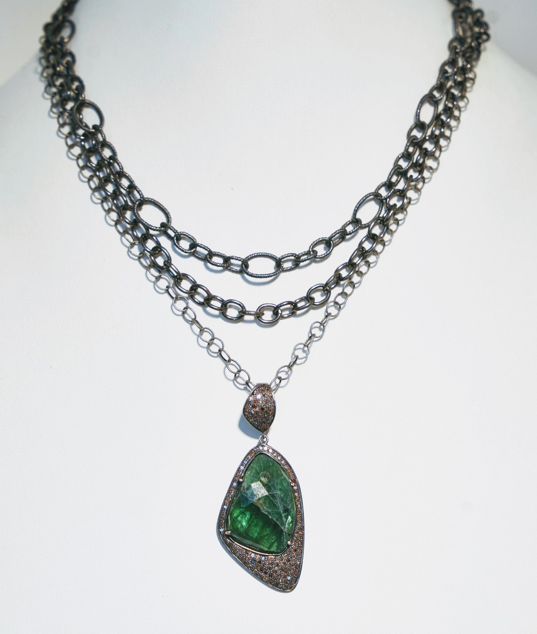 Abstract Emerald and Pave' Diamond Pendant on 3 Gradated Rhodium Chains 17" - 19" - thegreatputonmvAbstract Emerald and Pave' Diamond Pendant on 3 Gradated Rhodium Chains 17" - 19"Abstract Emerald and Pave' Diamond Pendant on 3 Gradated Rhodium Chains 17" - 19"Abstract Emerald and Pave' Diamond Pendant on 3 Gradated Rhodium Chains 17" - 19"NecklaceSafia DaythegreatputonmvAbstract Emerald and Pave' Diamond Pendant on 3 Gradated Rhodium Chains 17" - 19"63579271