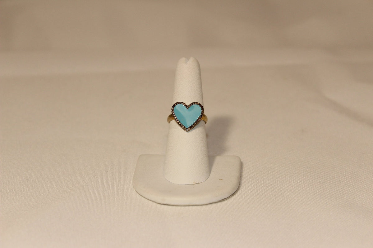 Heart Ring - thegreatputonmvHeart RingHeart RingHeart RingRingsGristhegreatputonmvR320Turquoise enamel heart ring with pave diamond edge Size 7 Sourced from India49160583