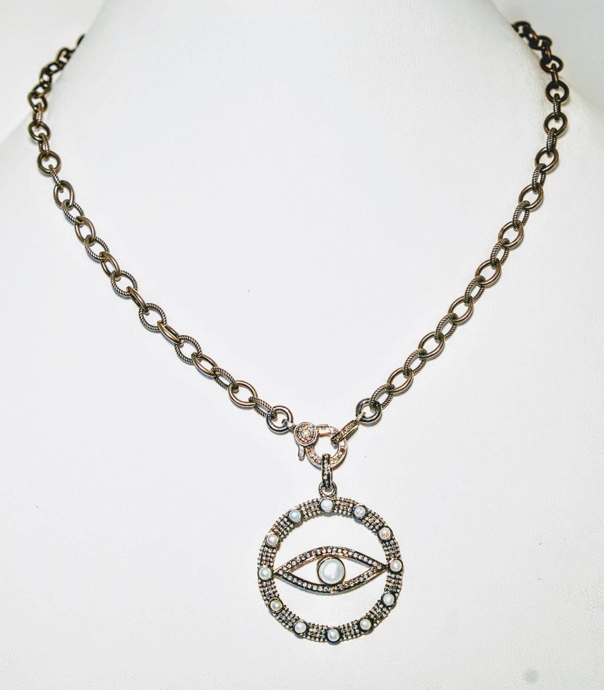 Pearl and Diamond Evil Eye Chain 18" - thegreatputonmvPearl and Diamond Evil Eye Chain 18"Pearl and Diamond Evil Eye Chain 18"Pearl and Diamond Evil Eye Chain 18"NecklaceSafia DaythegreatputonmvPearl and Diamond Evil Eye Chain 18"56370311