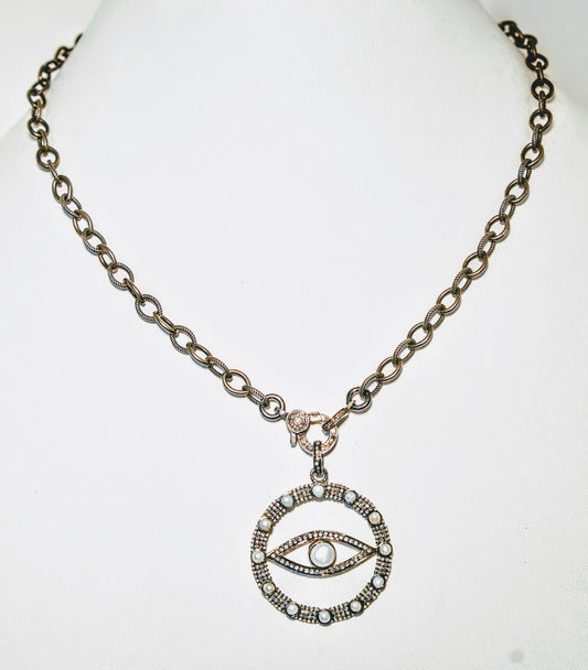 Pearl and Diamond Evil Eye Chain 18" - thegreatputonmvPearl and Diamond Evil Eye Chain 18"Pearl and Diamond Evil Eye Chain 18"Pearl and Diamond Evil Eye Chain 18"NecklaceSafia DaythegreatputonmvPearl and Diamond Evil Eye Chain 18"56370311