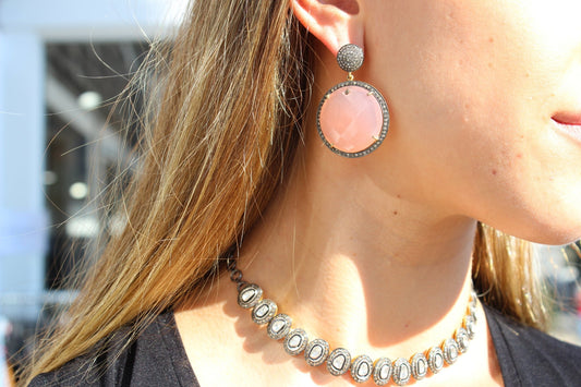 Pink Quartz Round Drop - thegreatputonmvPink Quartz Round DropPink Quartz Round DropPink Quartz Round DropEarringsGristhegreatputonmvE247Pink quartz round drop and pave diamond stud earrings Sourced from India97145735