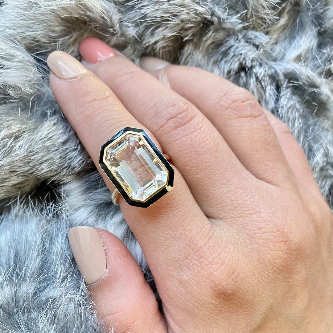 Queen' Rock Crystal Emerald Cut Ring With Black Enamel - thegreatputonmvQueen' Rock Crystal Emerald Cut Ring With Black EnamelQueen' Rock Crystal Emerald Cut Ring With Black EnamelQueen' Rock Crystal Emerald Cut Ring With Black EnamelRingsGoshwarathegreatputonmvJR0281 - RC - ENBLK - YQueen' Rock Crystal Emerald Cut Ring With Black Enamel99822471