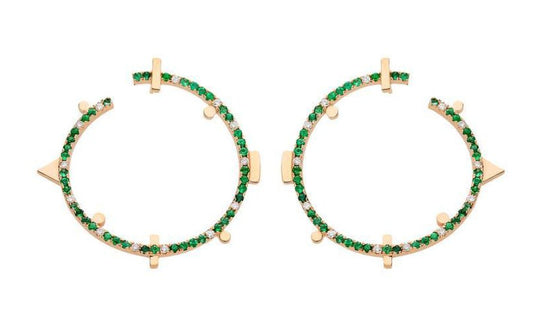 Spiral Hoops - thegreatputonmvSpiral HoopsSpiral HoopsSpiral HoopsEarringsHarikathegreatputonmvHE72e14K rose gold White diamond: .42CT Emerald: .88CT 3CM78227079