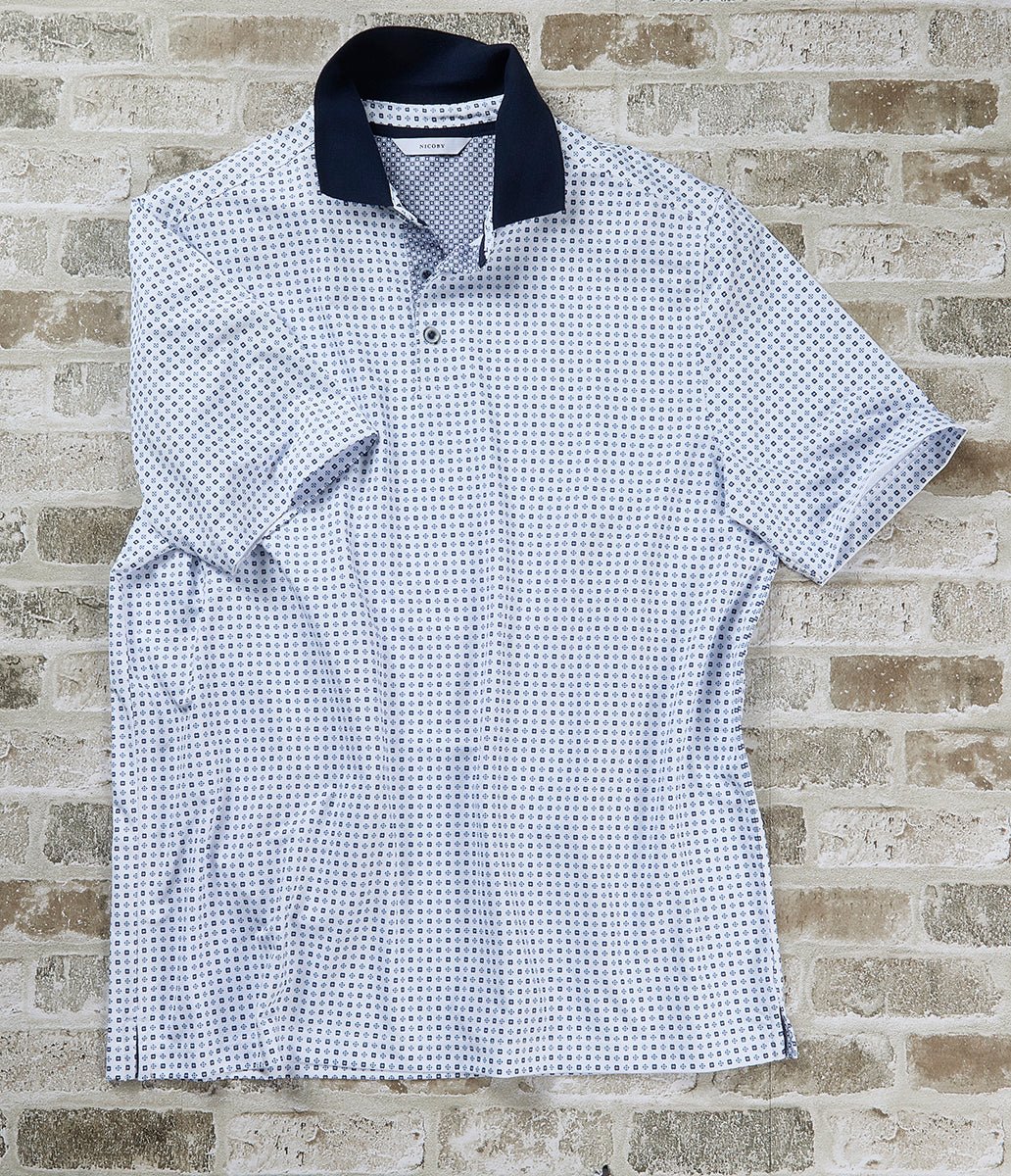 Texture With Geo Print Rib Polo - thegreatputonmvTexture With Geo Print Rib PoloTexture With Geo Print Rib PoloTexture With Geo Print Rib PoloT - SHIRTNICOBYthegreatputonmvNC26S19382Texture With Geo Print Rib PoloMNAVY/SKY