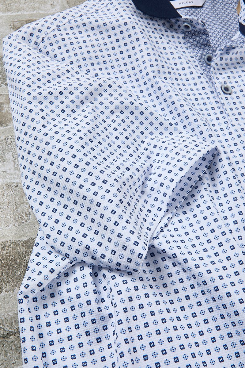 Texture With Geo Print Rib Polo - thegreatputonmvTexture With Geo Print Rib PoloTexture With Geo Print Rib PoloTexture With Geo Print Rib PoloT - SHIRTNICOBYthegreatputonmvNC26S19382Texture With Geo Print Rib PoloMNAVY/SKY