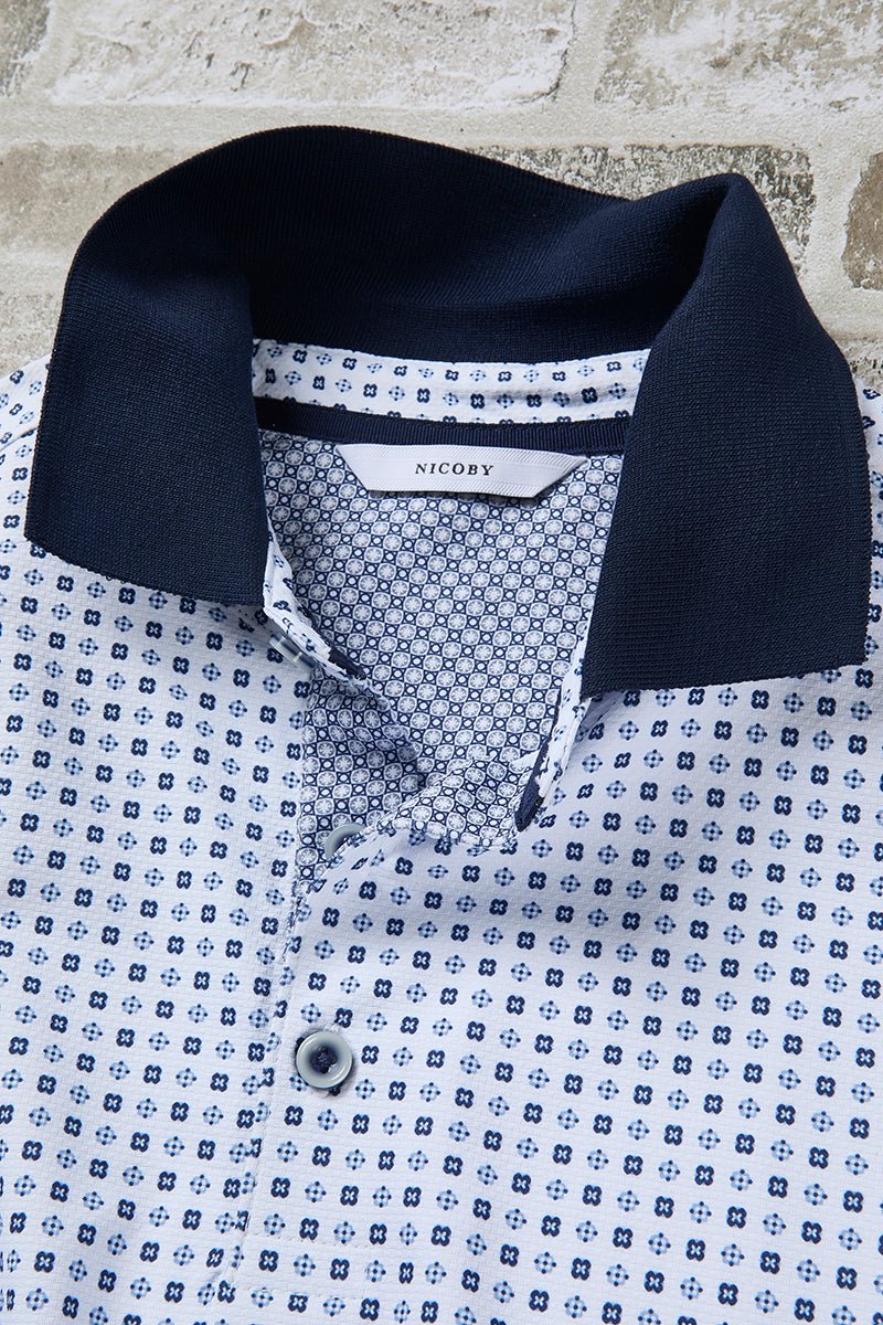 Texture With Geo Print Rib Polo - thegreatputonmvTexture With Geo Print Rib PoloTexture With Geo Print Rib PoloTexture With Geo Print Rib PoloT - SHIRTNICOBYthegreatputonmvNC26S19382Texture With Geo Print Rib PoloMNAVY/SKY