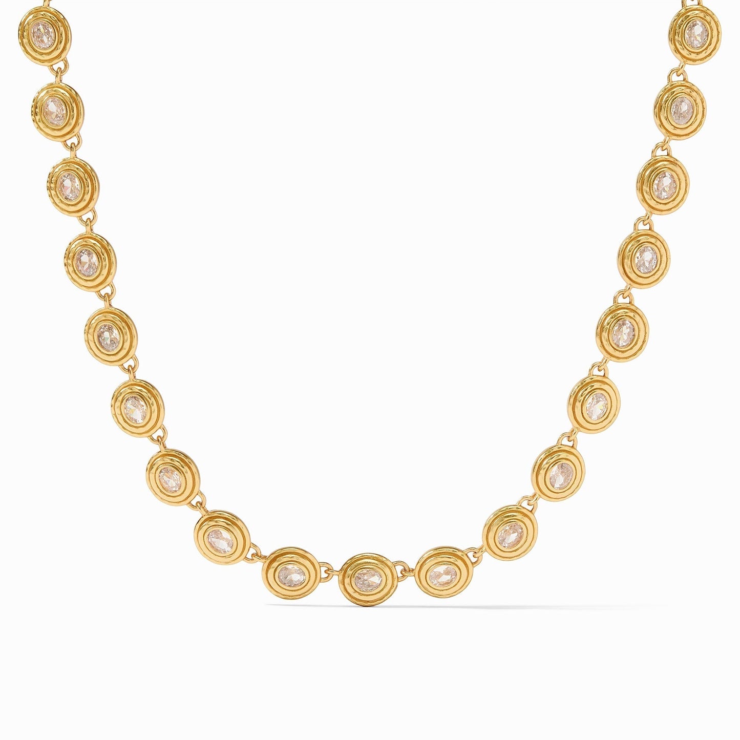 Tudor Tennis Necklace - thegreatputonmvTudor Tennis NecklaceTudor Tennis NecklaceTudor Tennis NecklaceNecklaceJulie VosthegreatputonmvN464GCZ00Each luxurious link of this adjustable - length necklace centers on an oval rose cut stone set within lightly hammered golden walls.GoldOS26968199