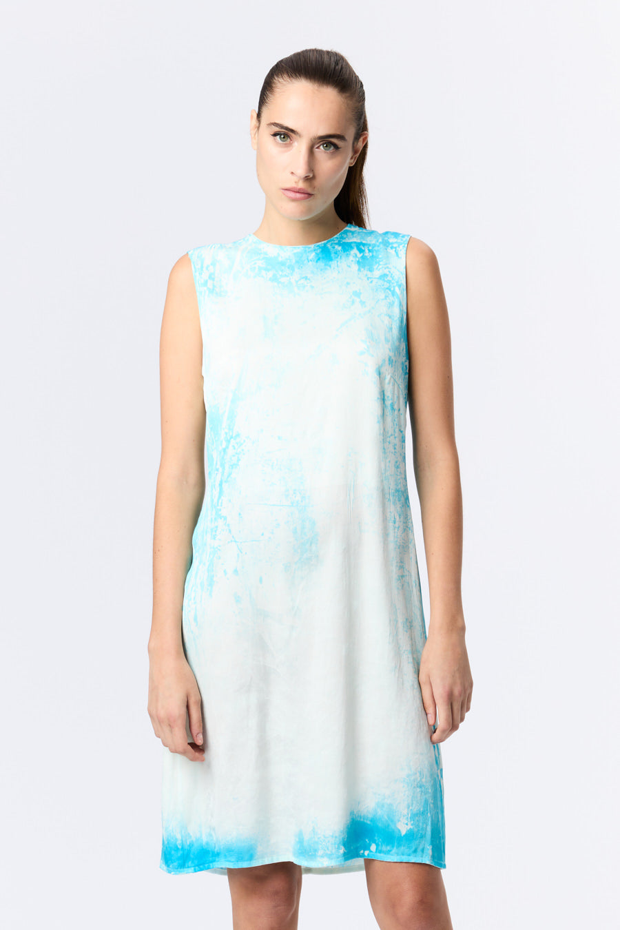 Marmo Effect Sleeveless Mini Silk Dress