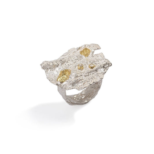ED205R - thegreatputonmvED205RED205RED205RRingEmanuela DucathegreatputonmvRAW YOU ring: sterling silver, 18k yellow gold, 2 white diamonds (2 mm)37116700