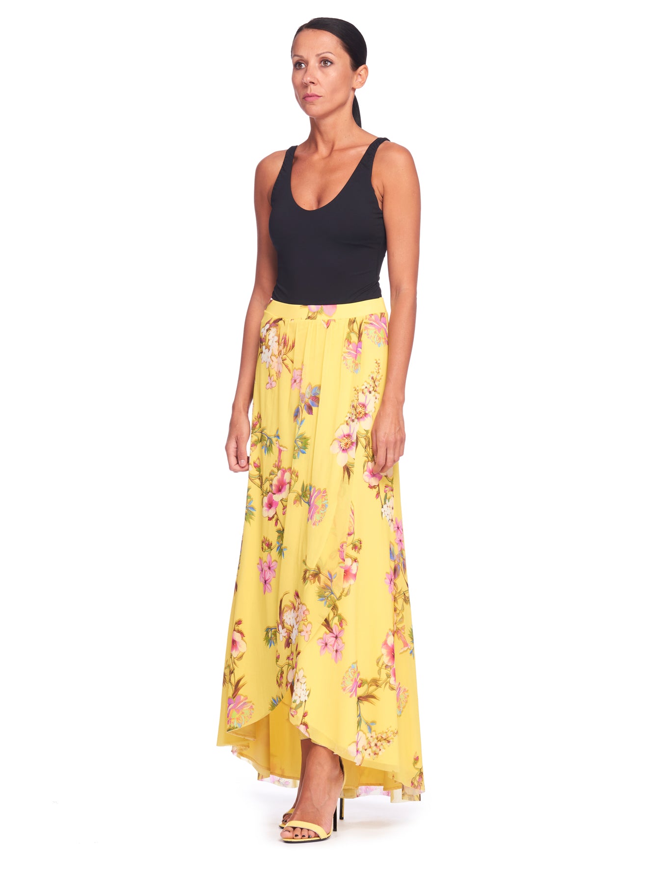 Fuzzi long skirt, mesh fabric, color: Sirio 716. Made in Italy