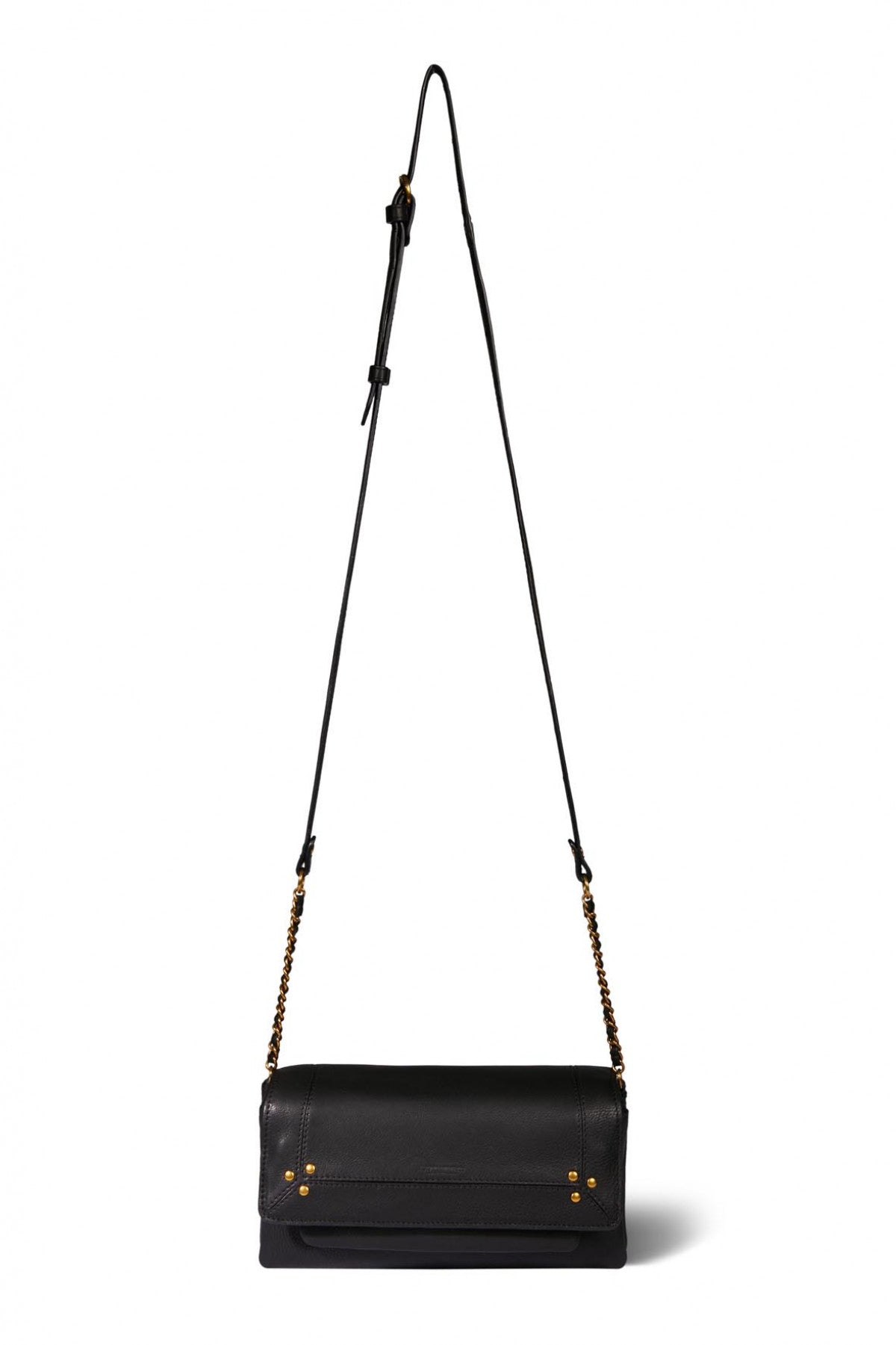Dimensions: 24 x 15 x 5 CM Size bag wand shoulder or crossed  Strap chain and leather, adjustable from 115 CM (maximum) Rabat with snap closure Multi pockets Zipped Card slots  Logo embossed on the front The famous small metal rivets signing Bag 90% Calf 10% Goat / Lining 100% Cotton